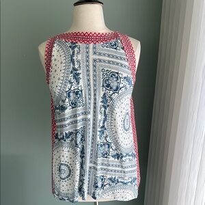 Rose & Olive Blue & White Sleeveless Tank Top L